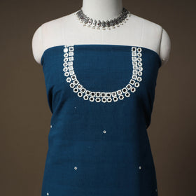 Kutch Bhujodi Handwoven Kala Cotton Unstitched Dress Material: Kurta,Bottom with Dupatta 09