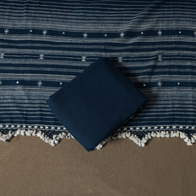 Kutch Bhujodi Handwoven Kala Cotton Unstitched Dress Material: Kurta,Bottom with Dupatta 09