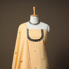 Kutch Bhujodi Handwoven Kala Cotton Unstitched Dress Material: Kurta,Bottom with Dupatta 08