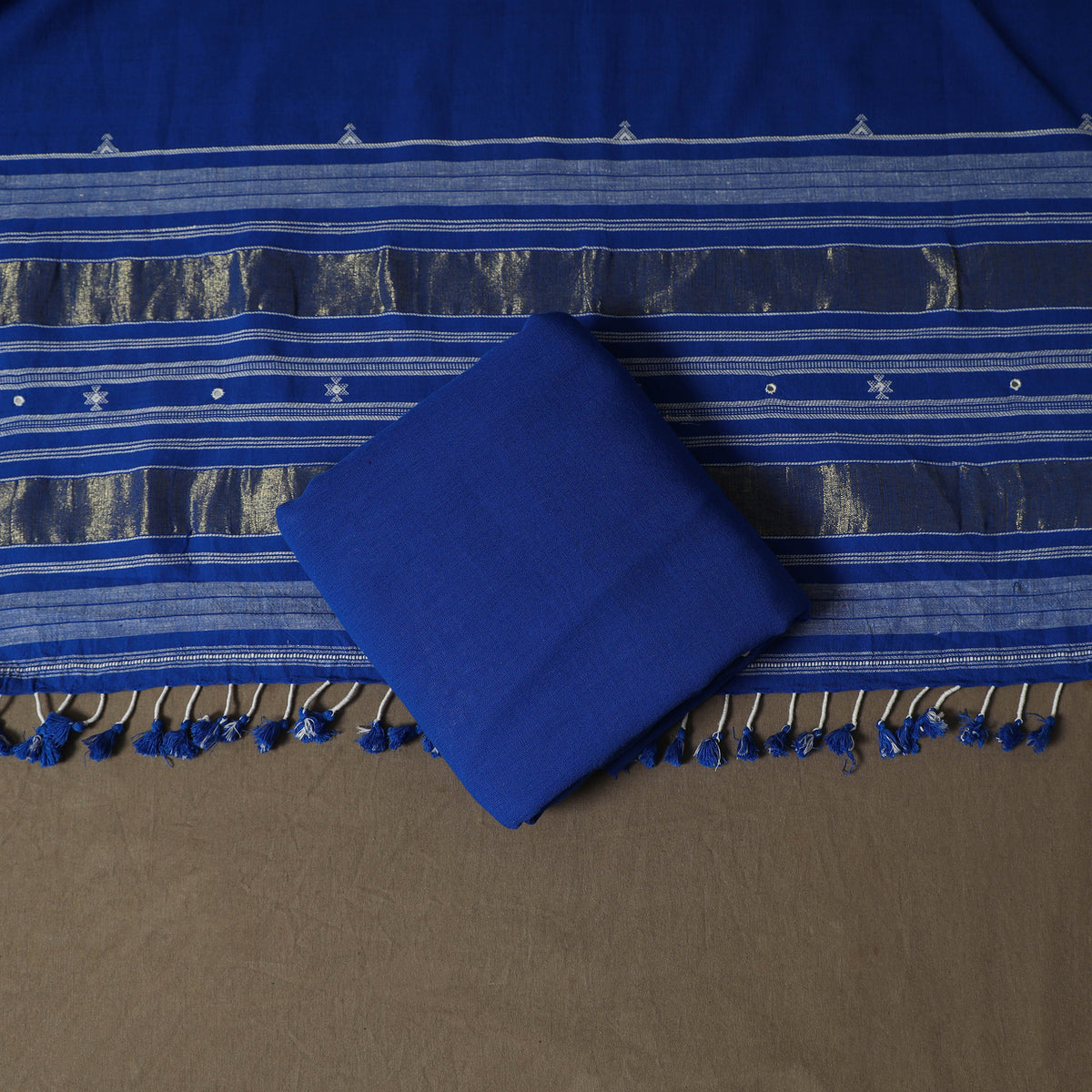 Kutch Bhujodi Handwoven Kala Cotton Unstitched Dress Material: Kurta,Bottom with Dupatta 07