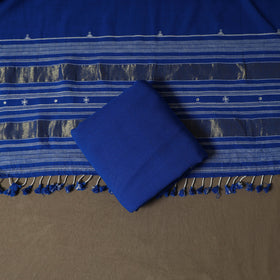 Kutch Bhujodi Handwoven Kala Cotton Unstitched Dress Material: Kurta,Bottom with Dupatta 07