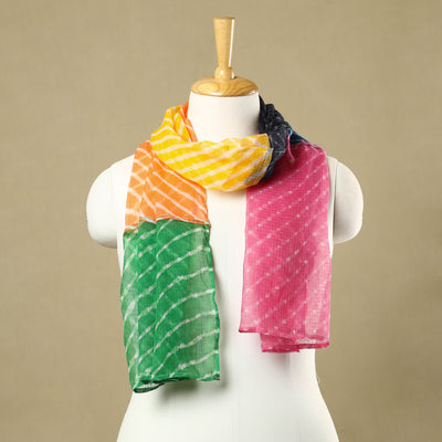 Leheriya Tie-Dye Patchwork Multicolor Kota Doria Cotton Stole 16