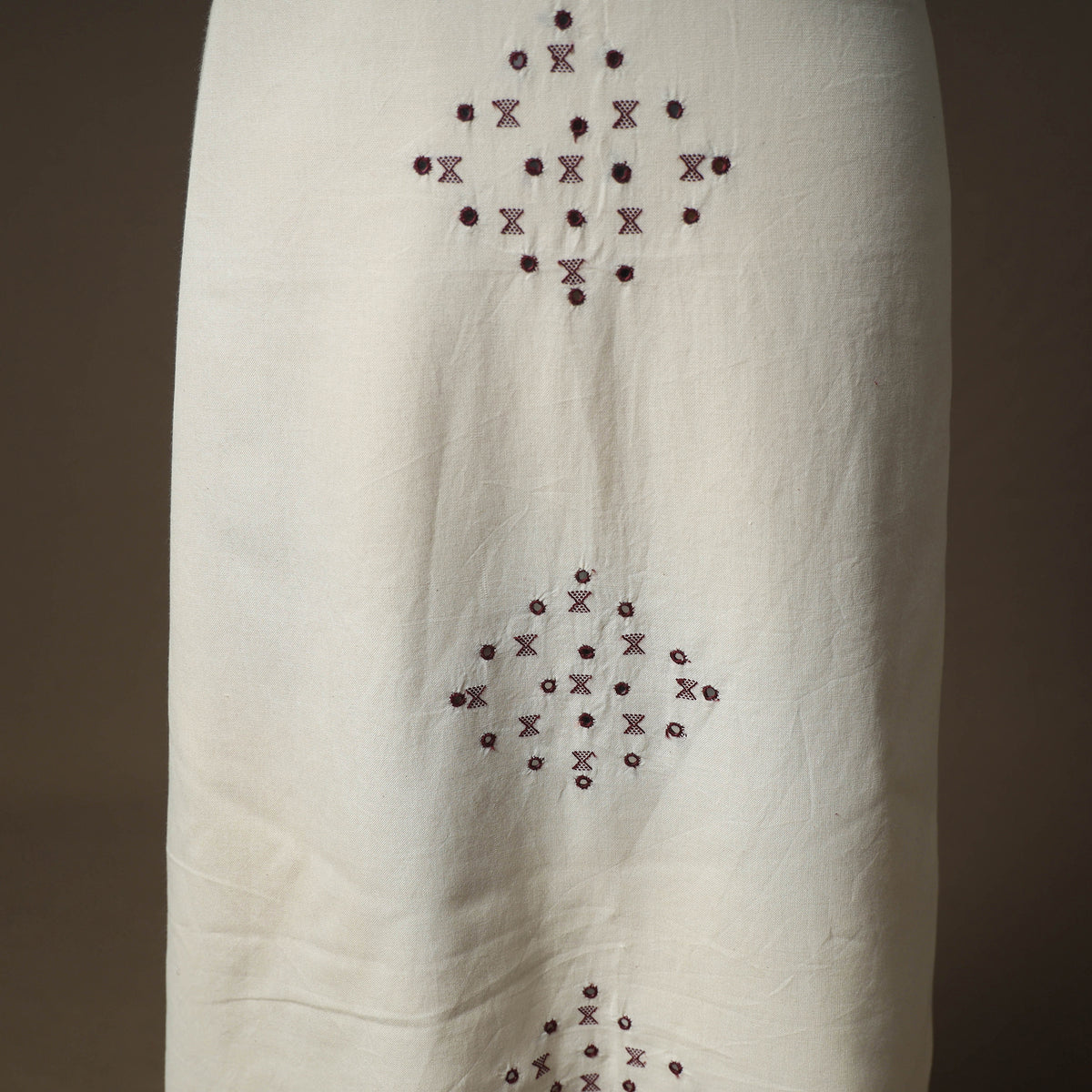 Kutch Bhujodi Handwoven Kala Cotton Unstitched Dress Material: Kurta,Bottom with Dupatta 06