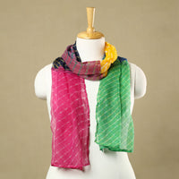 Leheriya Tie-Dye Patchwork Multicolor Kota Doria Cotton Stole 21