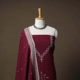 Kutch Bhujodi Handwoven Kala Cotton Unstitched Dress Material: Kurta,Bottom with Dupatta 05