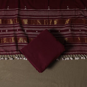 Kutch Bhujodi Handwoven Kala Cotton Unstitched Dress Material: Kurta,Bottom with Dupatta 05