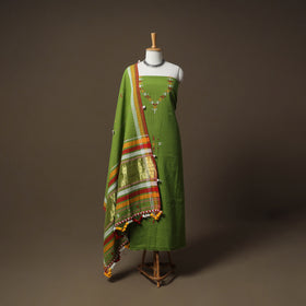 Kutch Bhujodi Handwoven Kala Cotton Unstitched Dress Material: Kurta,Bottom with Dupatta 04