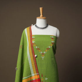 Kutch Bhujodi Handwoven Kala Cotton Unstitched Dress Material: Kurta,Bottom with Dupatta 04