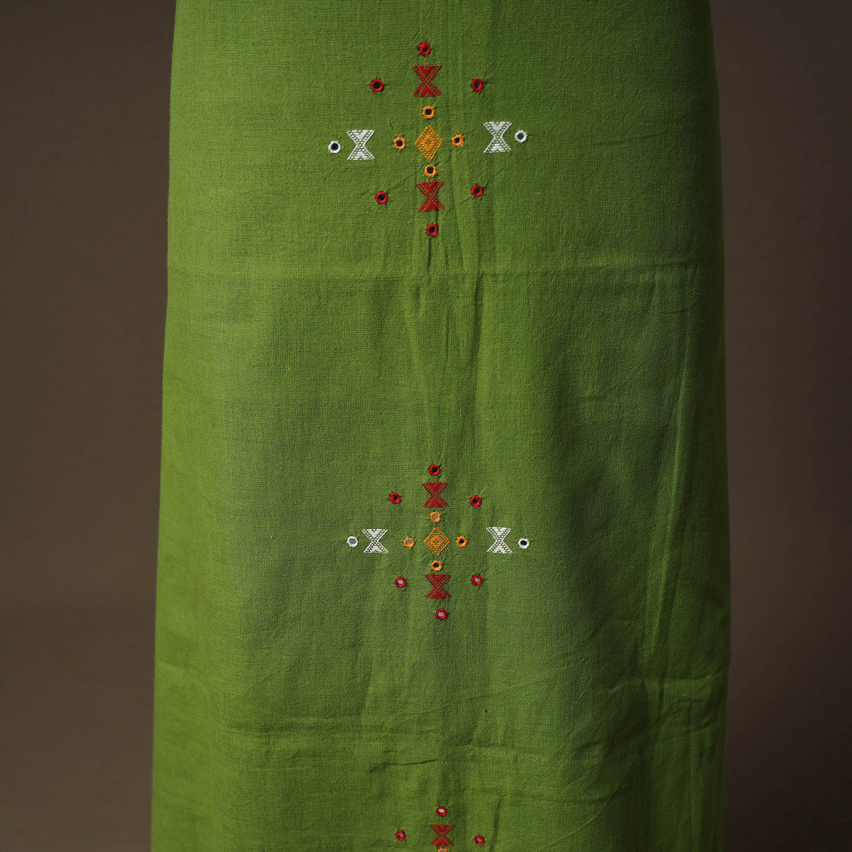 Kutch Bhujodi Handwoven Kala Cotton Unstitched Dress Material: Kurta,Bottom with Dupatta 04