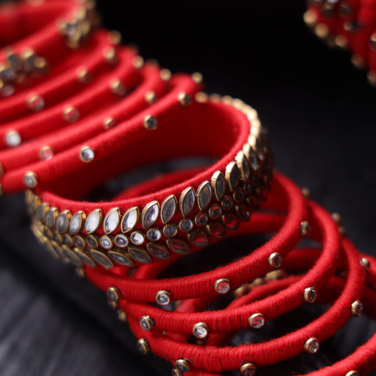 Kundan Thread Work Handmade Chura Bangle Set 31