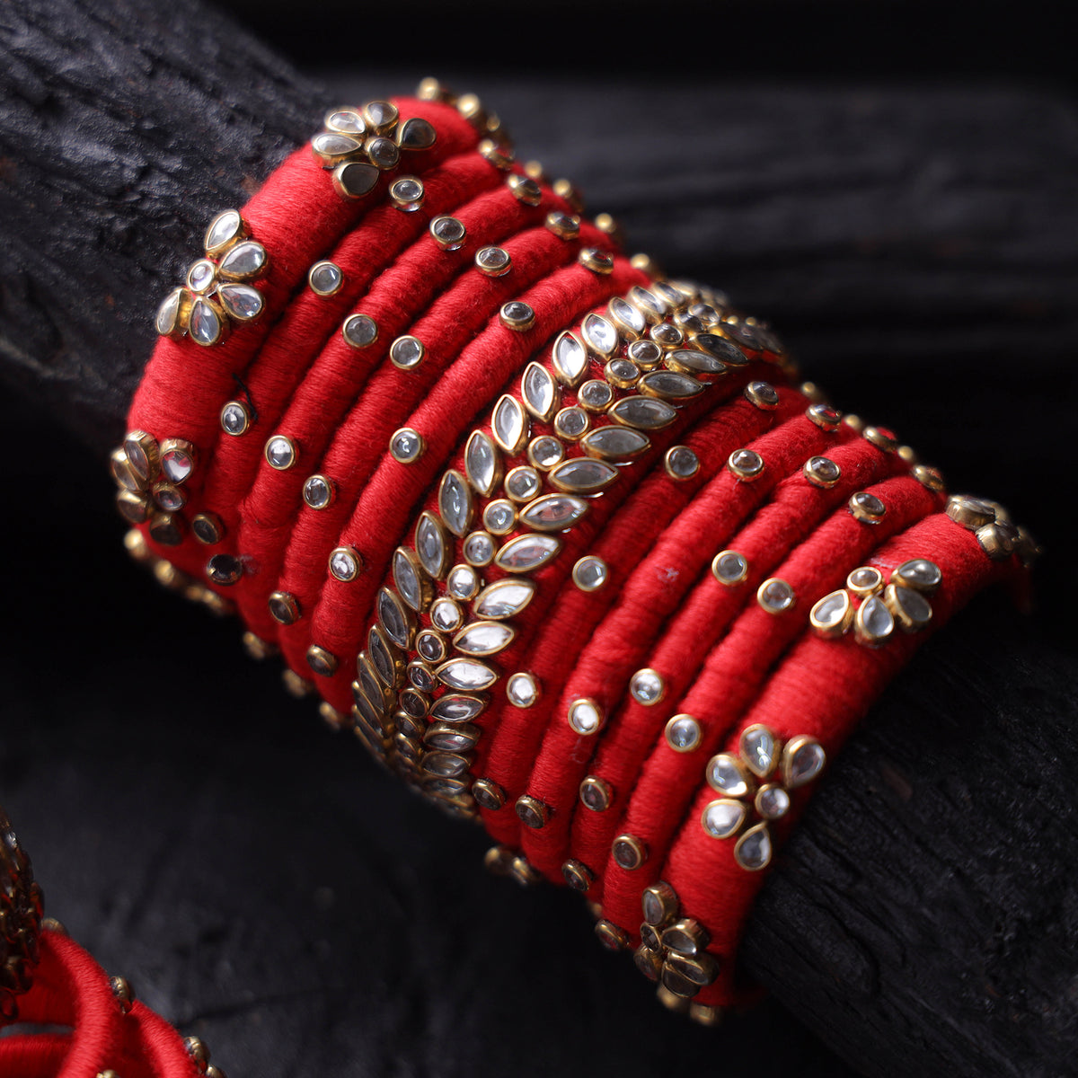 Kundan Thread Work Handmade Chura Bangle Set 31