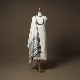 Kutch Bhujodi Handwoven Kala Cotton Unstitched Dress Material: Kurta,Bottom with Dupatta 02