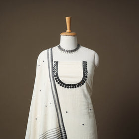 Kutch Bhujodi Handwoven Kala Cotton Unstitched Dress Material: Kurta,Bottom with Dupatta 02