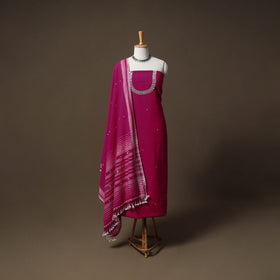 Kutch Bhujodi Handwoven Kala Cotton Unstitched Dress Material: Kurta,Bottom with Dupatta 01