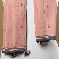 Peach - Srikakulam Jamdani Buti Handloom Cotton Stole 02