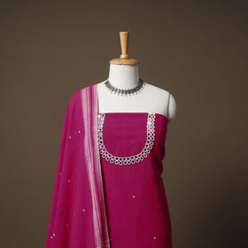 Kutch Bhujodi Handwoven Kala Cotton Unstitched Dress Material: Kurta,Bottom with Dupatta 01