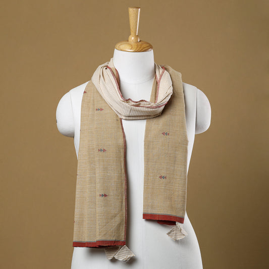 Brown - Srikakulam Jamdani Buti Handloom Cotton Stole 13