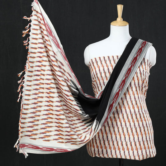 Peach -3pc Pochampally Ikat Weave Cotton Suit Material Set