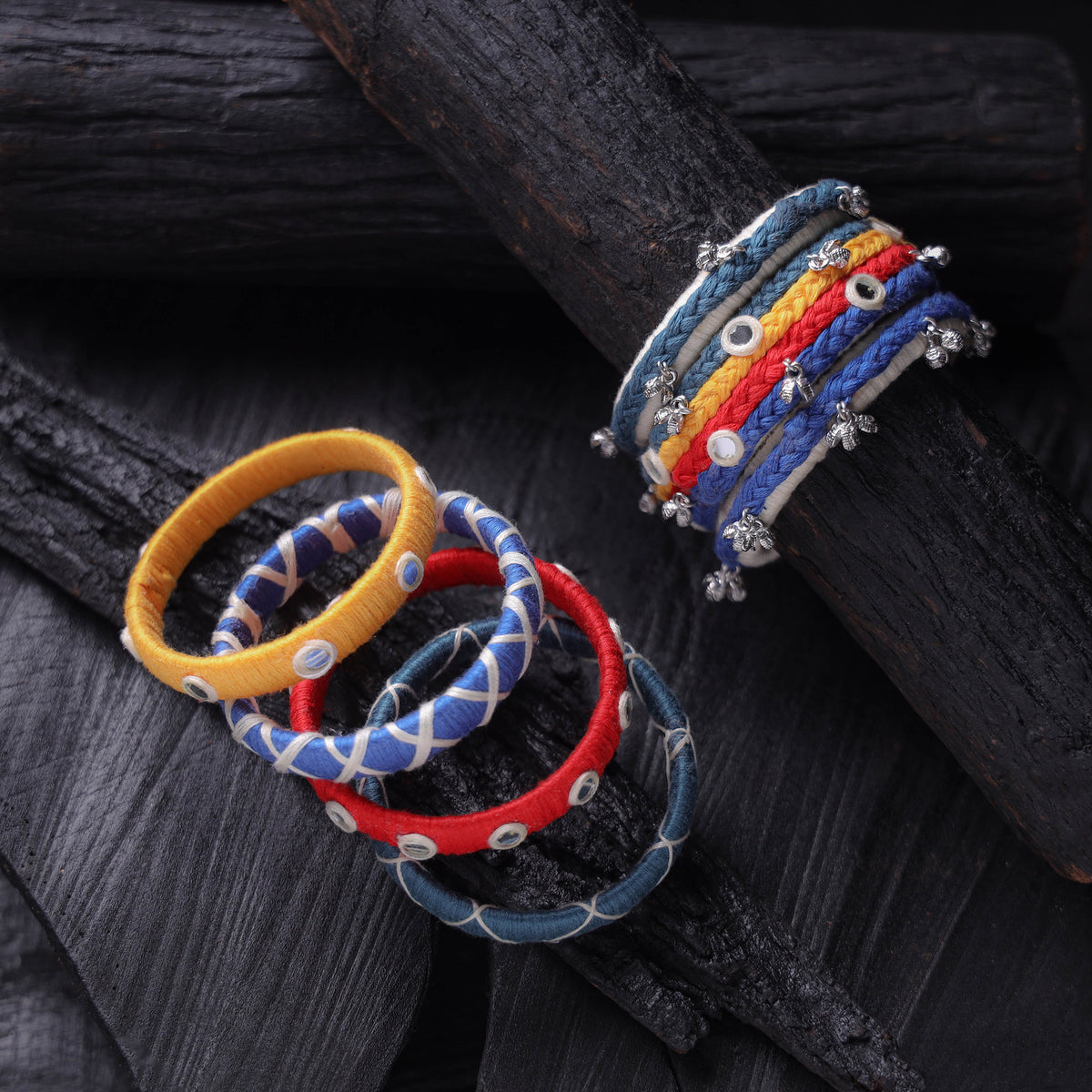 Mirror Thread Work Handmade Bangle Set 25