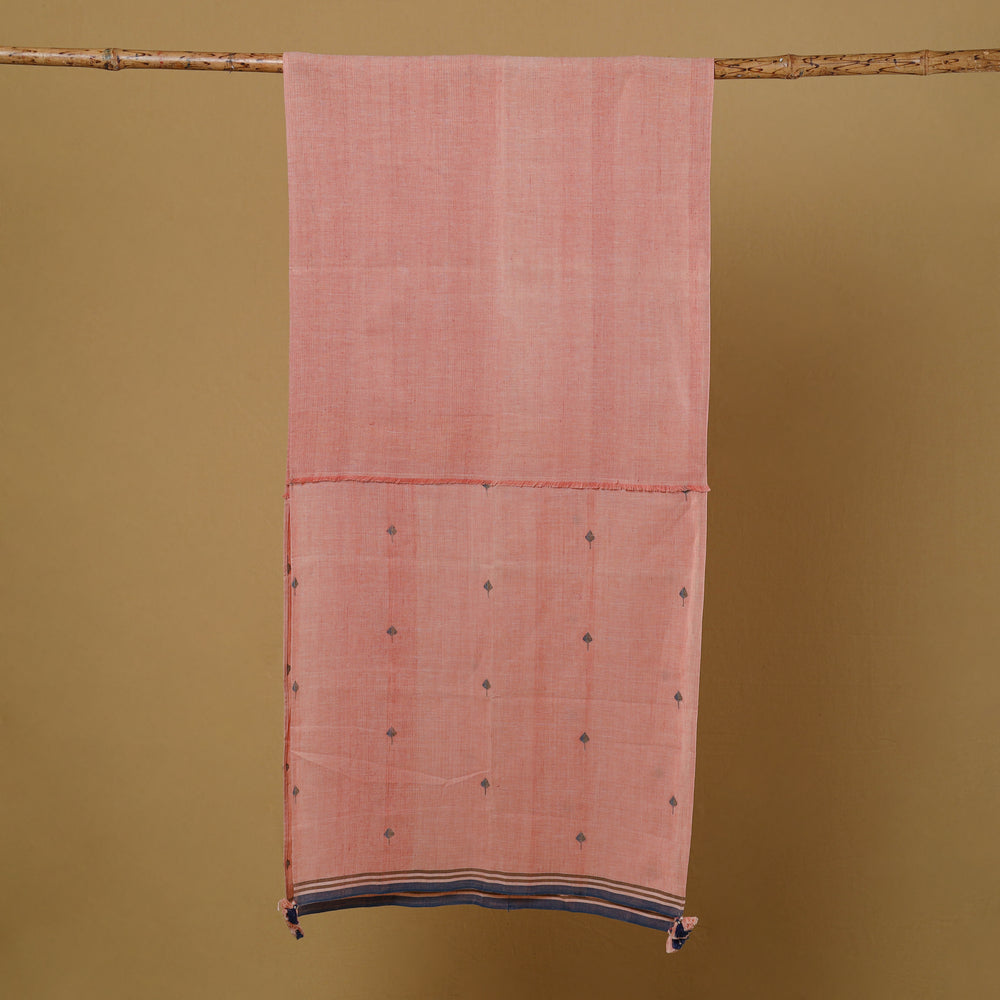 Peach - Srikakulam Jamdani Buti Handloom Cotton Stole 02