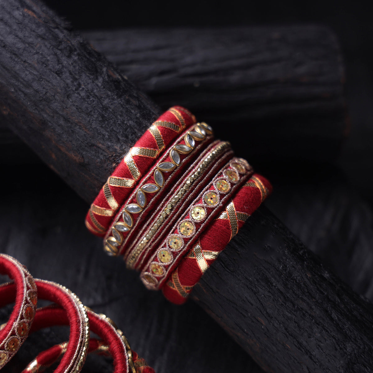 Gota & Kundan Work Handmade Bangle Set 18