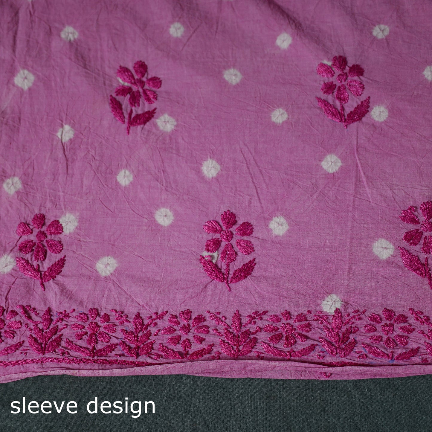 Lucknowi Chikankari Hand Embroidered Cotton Unstitched Kurta Material (2.7M) 03