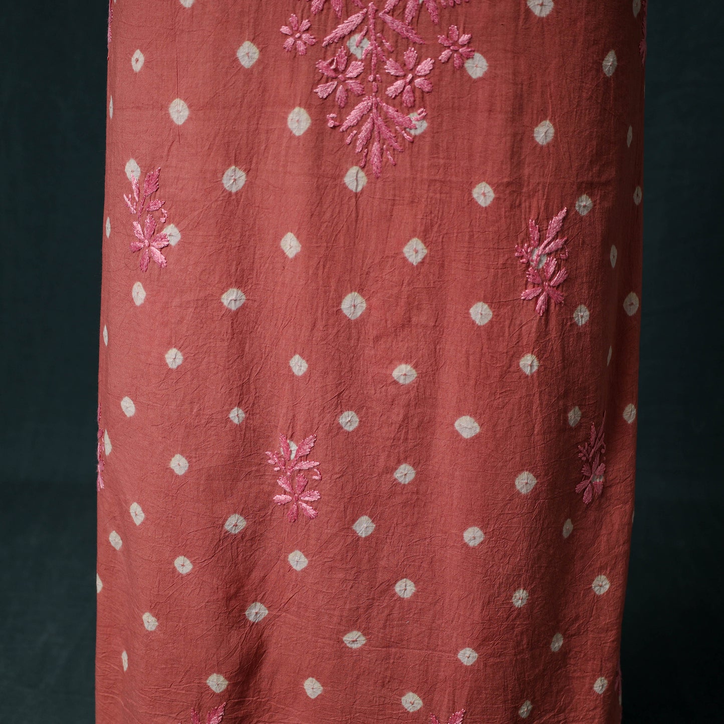 Lucknowi Chikankari Hand Embroidered Cotton Unstitched Kurta Material (2.7M) 07