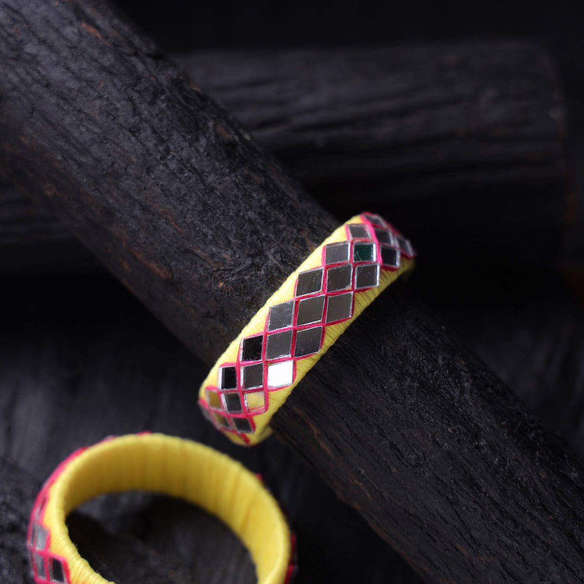 Mirror Work Thread Handmade Bangle (Set of 2) 08