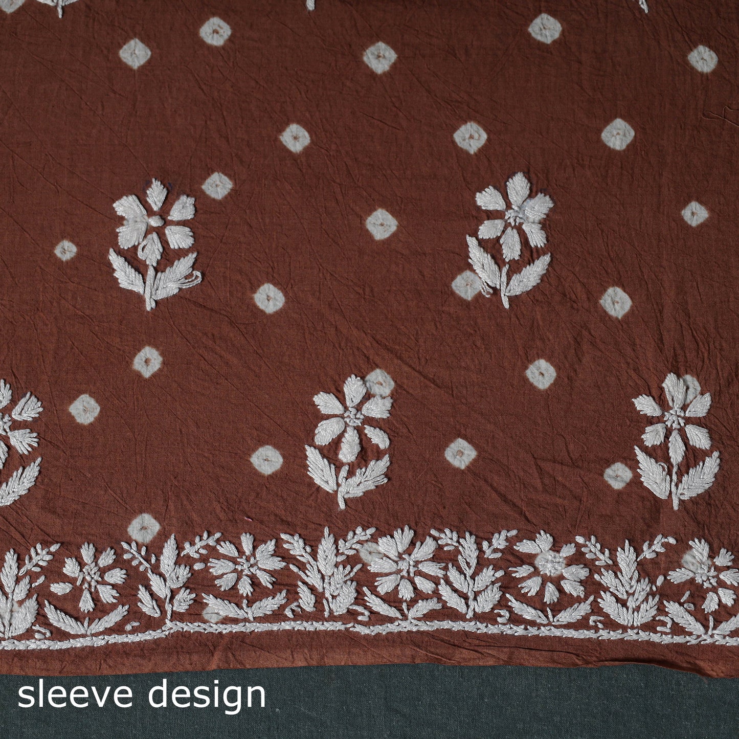 Lucknowi Chikankari Hand Embroidered Cotton Unstitched Kurta Material (2.7M) 10