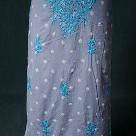 Lucknowi Chikankari Hand Embroidered Cotton Unstitched Kurta Material (2.7M) 11