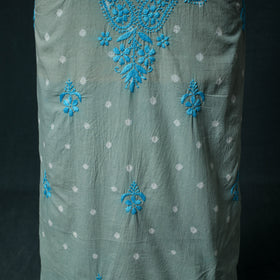 Lucknowi Chikankari Hand Embroidered Cotton Unstitched Kurta Material (2.7M) 12