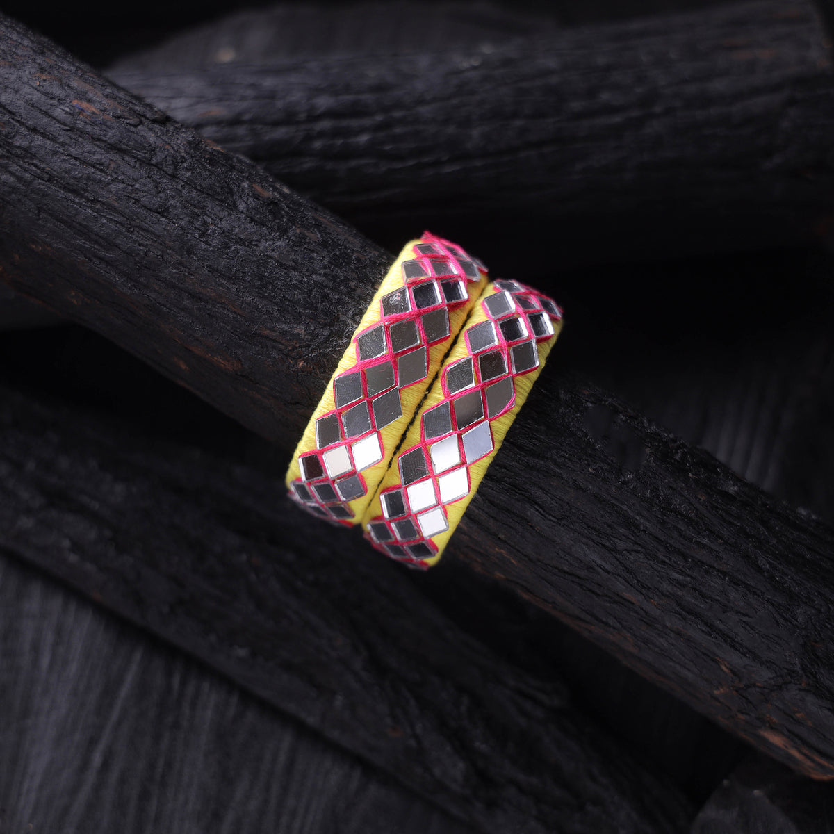 Mirror Work Thread Handmade Bangle (Set of 2) 08