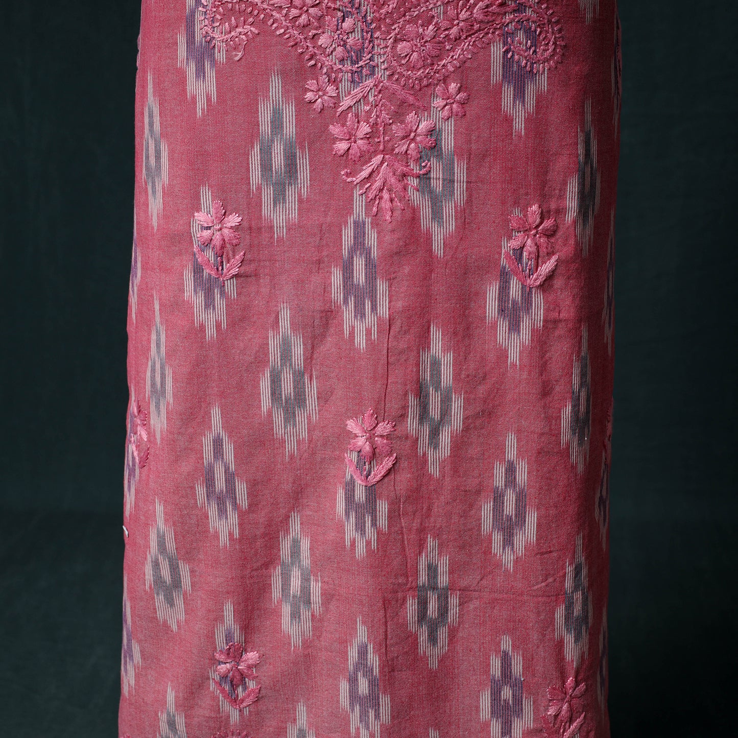 Lucknowi Chikankari Hand Embroidered Cotton Unstitched Kurta Material (2.7M) 14
