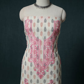Lucknowi Chikankari Hand Embroidered Cotton Unstitched Kurta Material (2.7M) 16