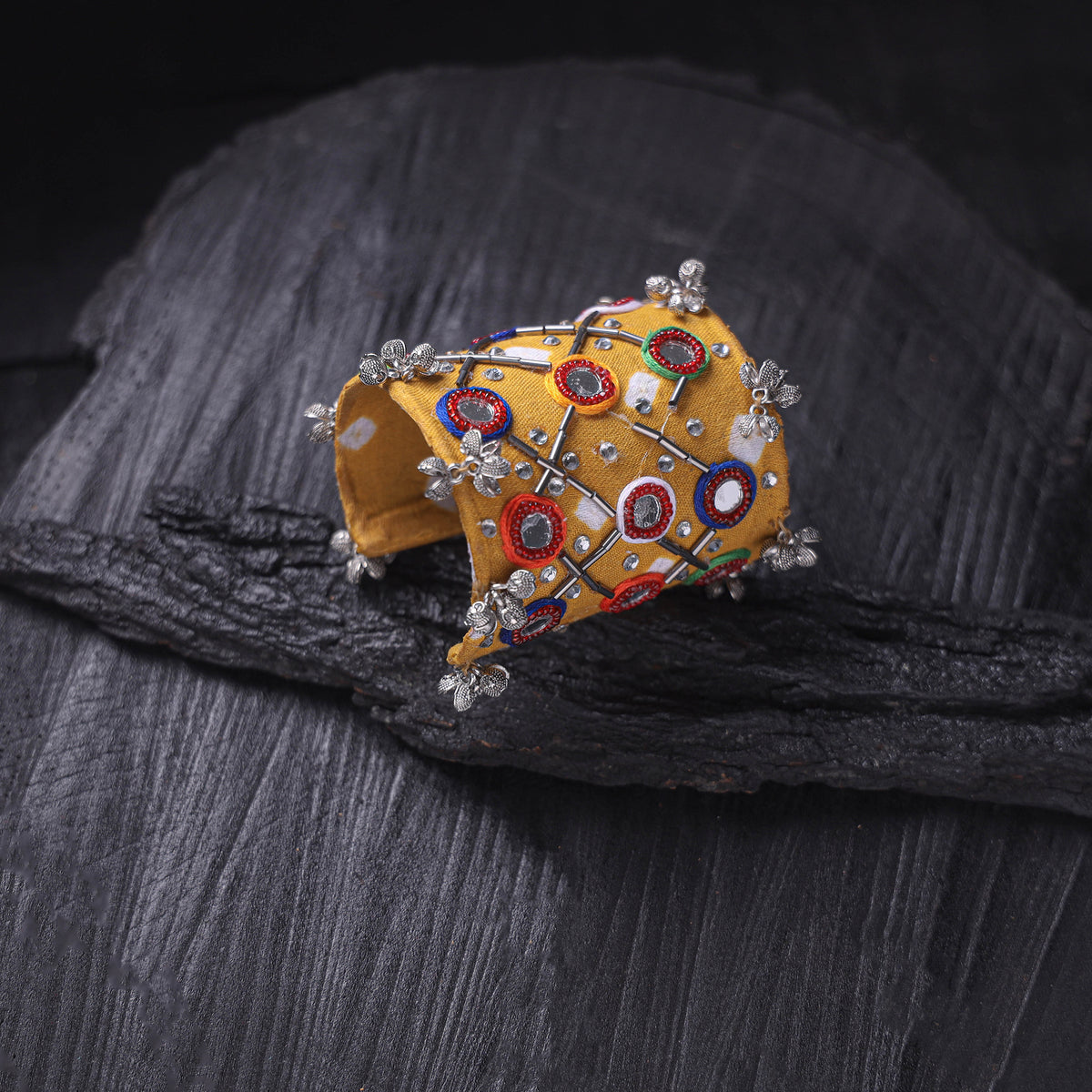 Fabart Mirror Work Handmade Cuff Bracelet (Adjustable) 35