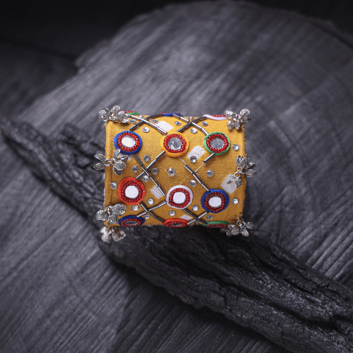 Fabart Mirror Work Handmade Cuff Bracelet (Adjustable) 35