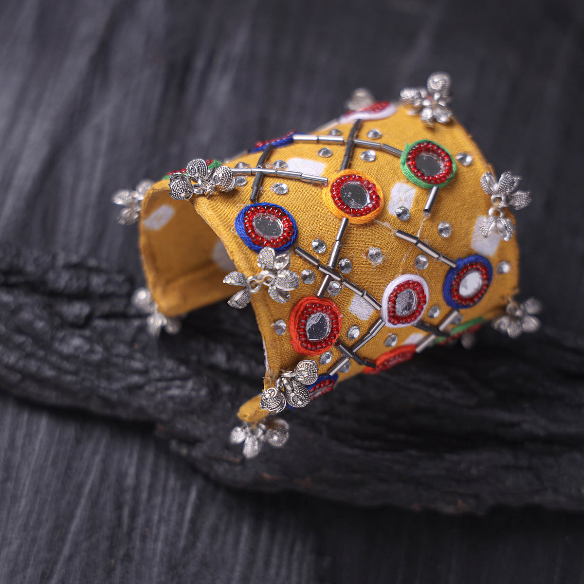Fabart Mirror Work Handmade Cuff Bracelet (Adjustable) 35