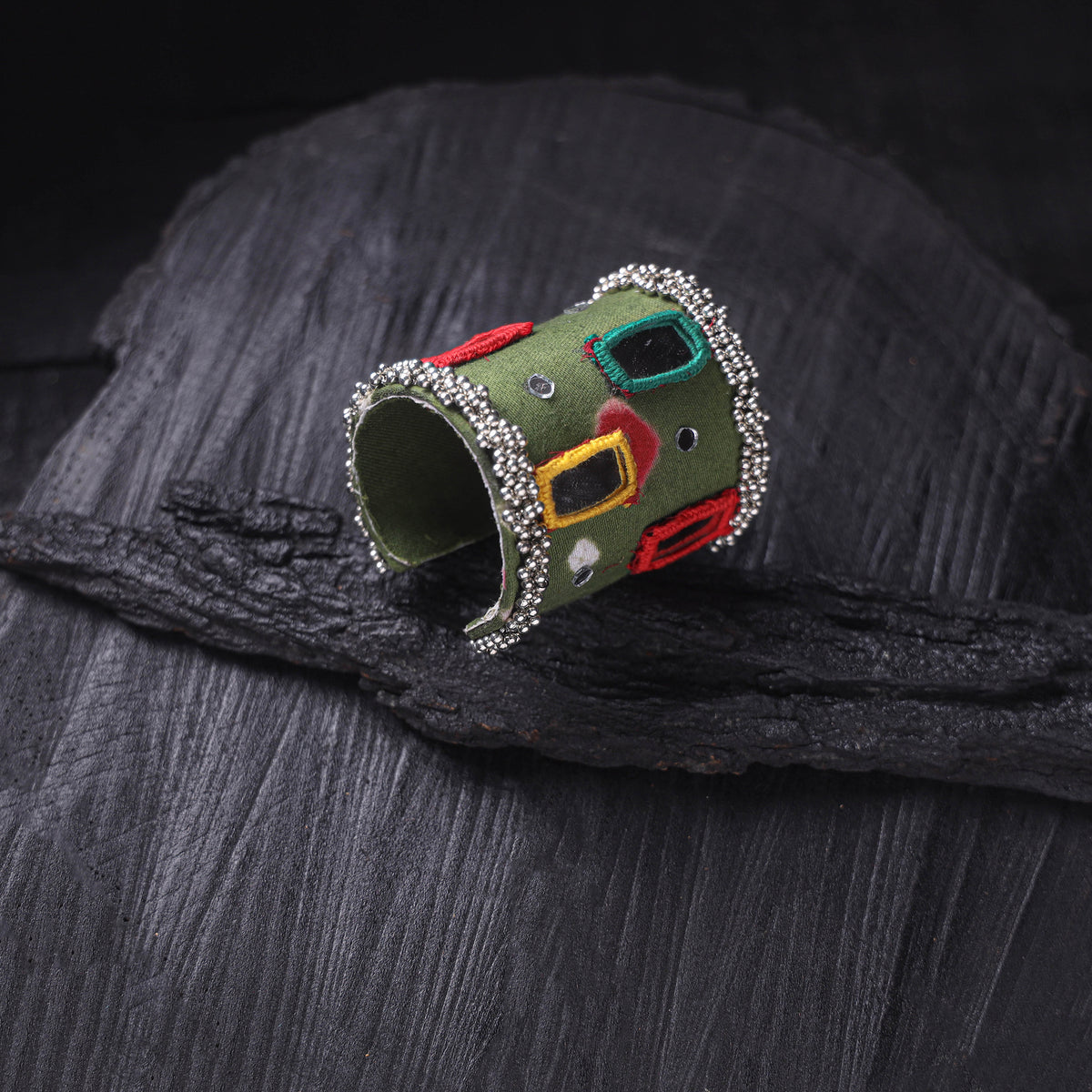 Fabart Ghungroo Mirror Work Handmade Cuff Bracelet (Adjustable) 16