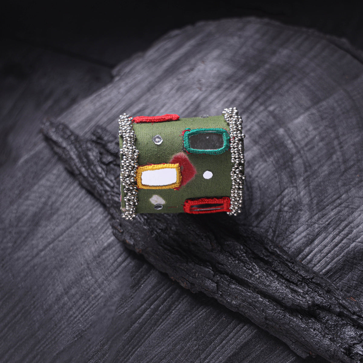 Fabart Ghungroo Mirror Work Handmade Cuff Bracelet (Adjustable) 16