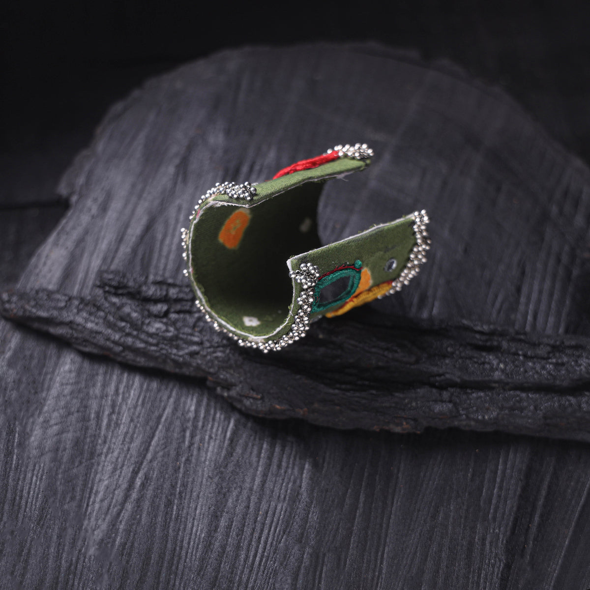Fabart Ghungroo Mirror Work Handmade Cuff Bracelet (Adjustable) 16