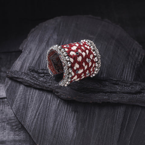 Fabart Ghungroo Mirror Work Handmade Cuff Bracelet (Adjustable) 17