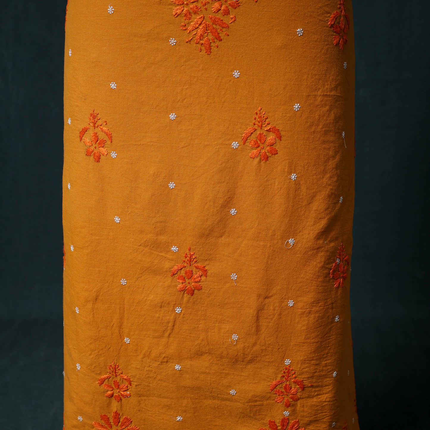 Lucknowi Chikankari Hand Embroidered Cotton Unstitched Kurta Material (2.7M) 20