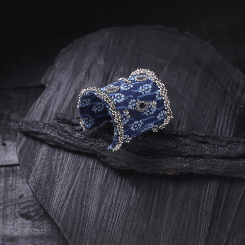 Fabart Ghungroo Mirror Work Handmade Cuff Bracelet (Adjustable) 21
