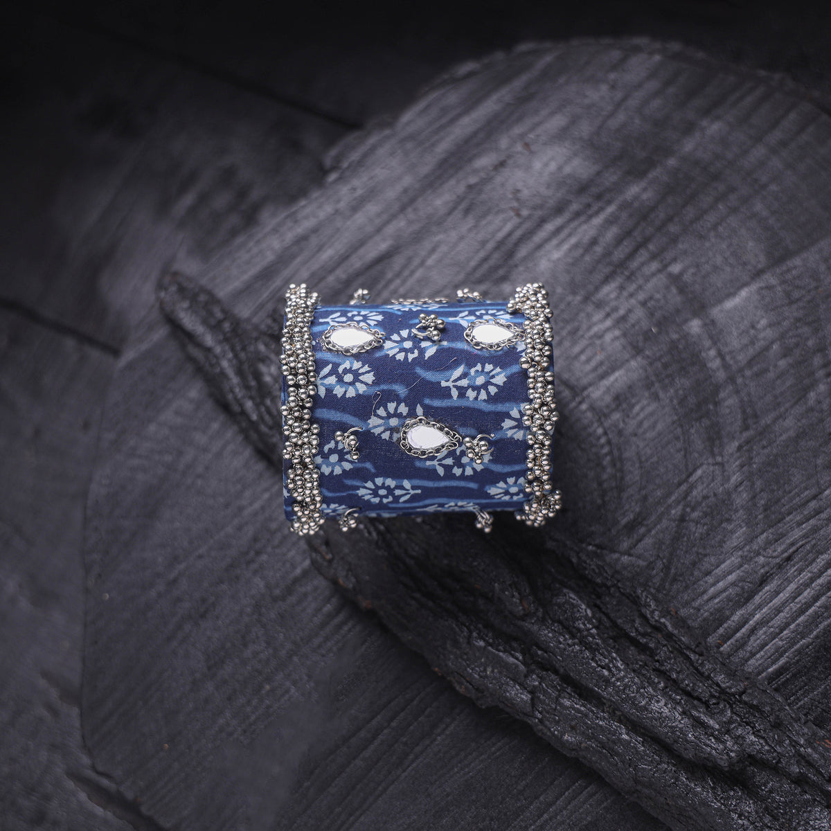 Fabart Ghungroo Mirror Work Handmade Cuff Bracelet (Adjustable) 21