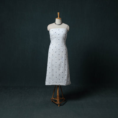 Lucknowi Chikankari Hand Embroidered Cotton Unstitched Kurta Material (2.7M) 22