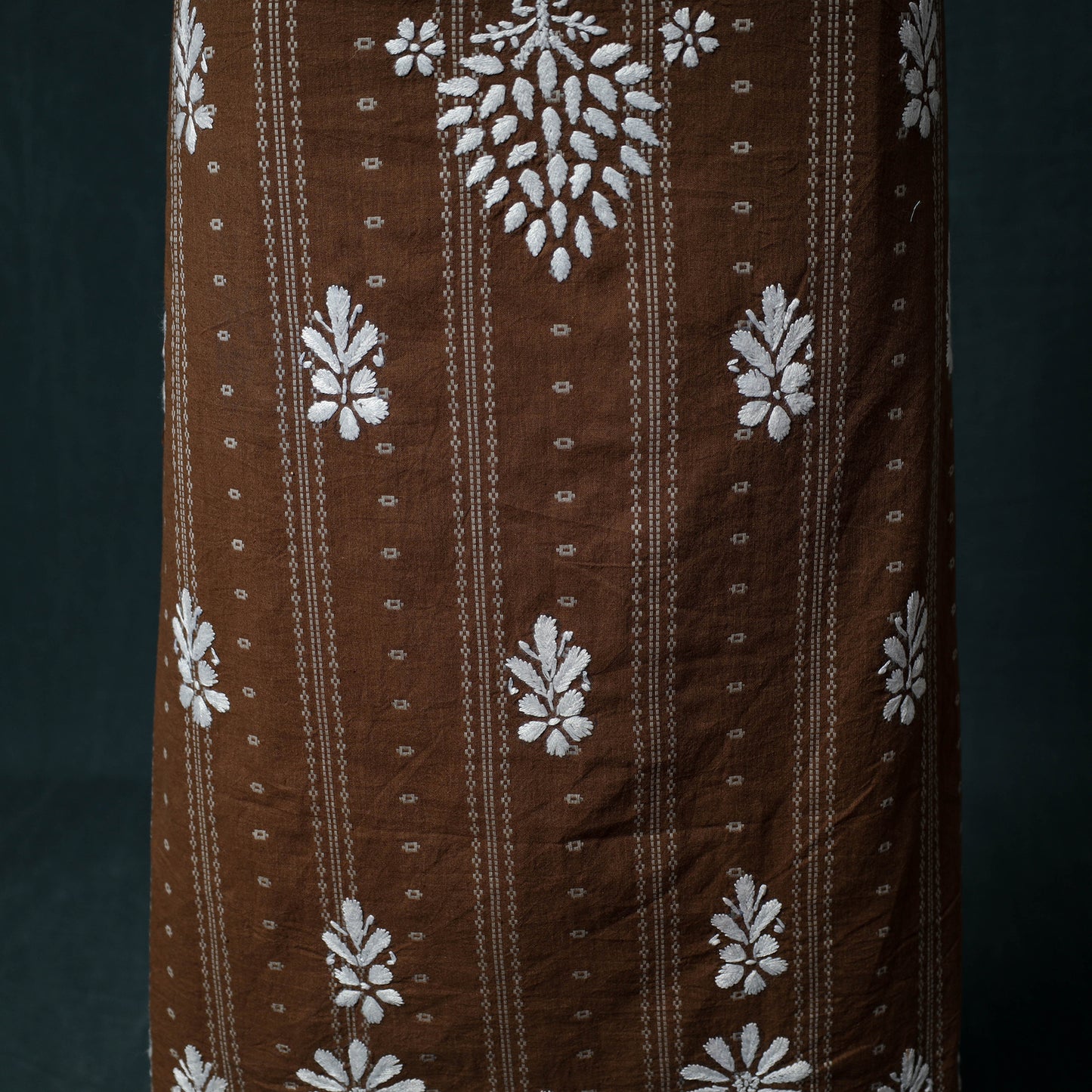 Lucknowi Chikankari Hand Embroidered Cotton Unstitched Kurta Material (2.7M) 23