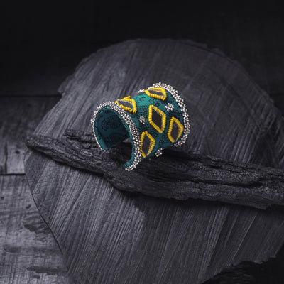 Fabart Ghungroo Mirror Work Handmade Cuff Bracelet (Adjustable) 24