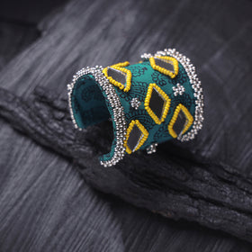 Fabart Ghungroo Mirror Work Handmade Cuff Bracelet (Adjustable) 24