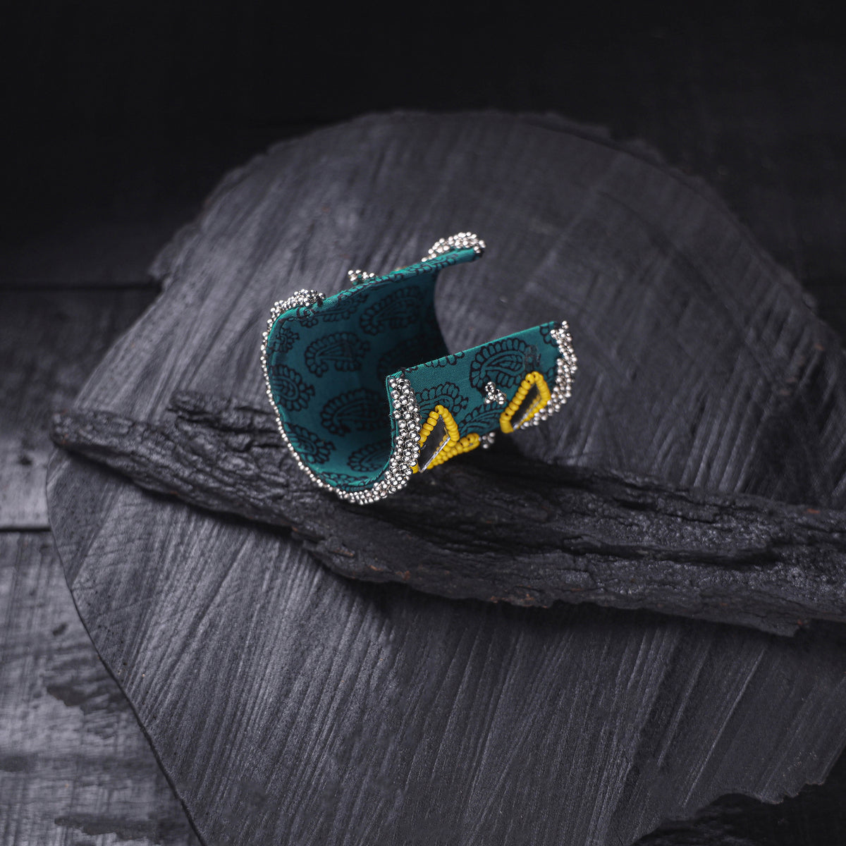 Fabart Ghungroo Mirror Work Handmade Cuff Bracelet (Adjustable) 24