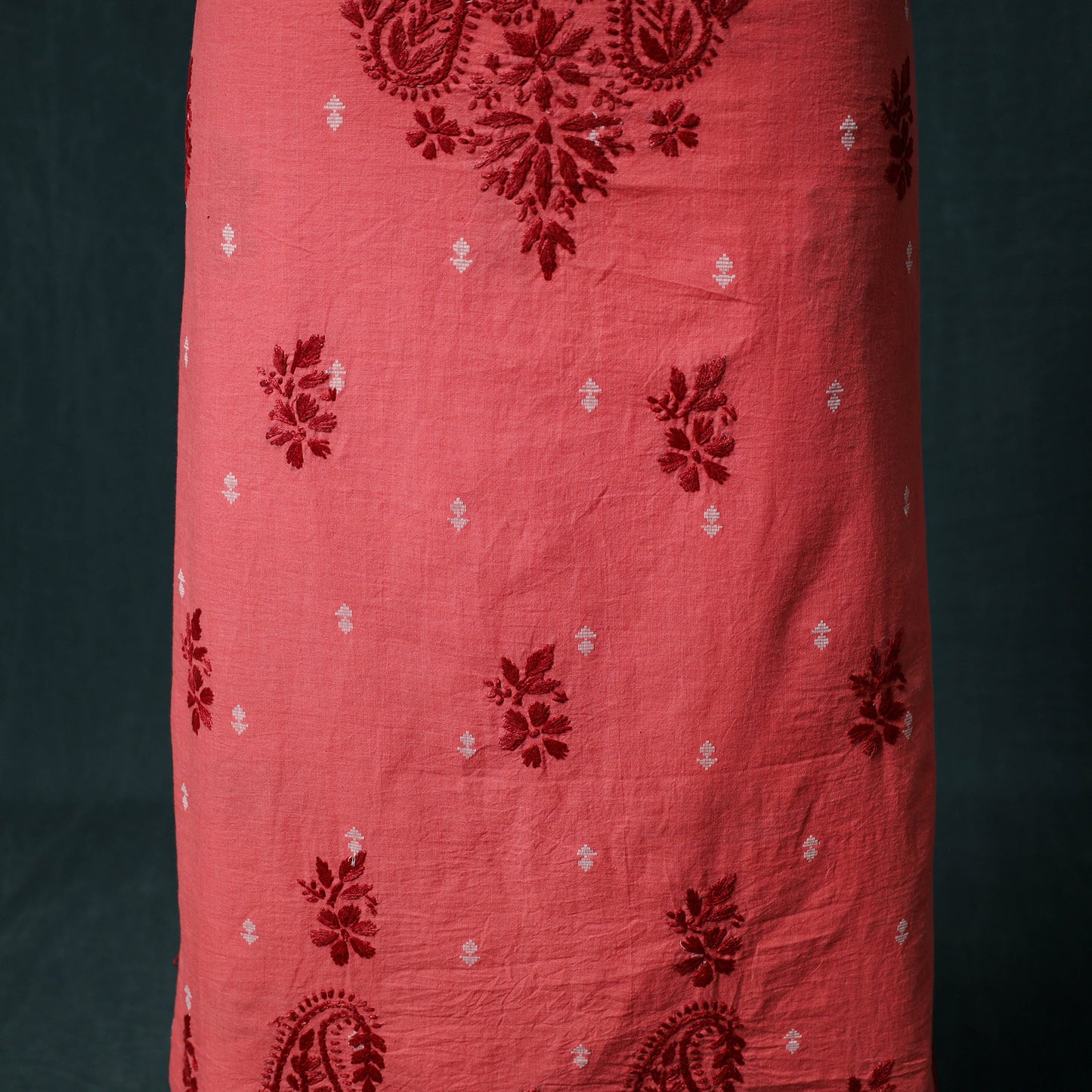 Lucknowi Chikankari Hand Embroidered Cotton Unstitched Kurta Material (2.7M) 24